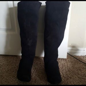 Knee High Black Suede Boots Size 8.5